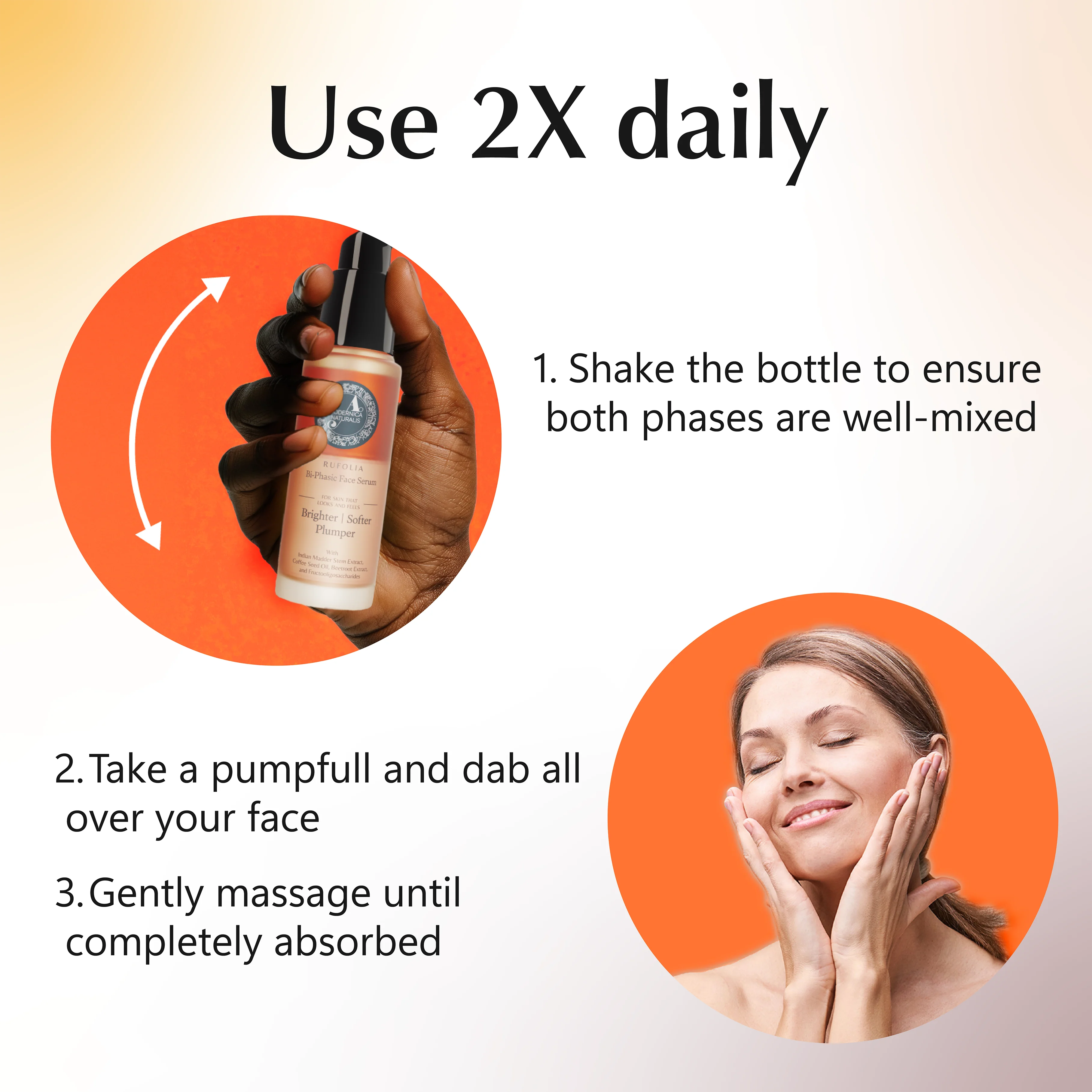Rufolia Bi-Phasic Face Serum – Brightens, Softens and Plumps Dull, Crepey, Ageing Skin – Water-Oil Hybrid Serum with Manjistha, Tomato, Coffee Seed & Plant-based Squalane – Best Bi-Phasic Face Serum For Mature Skin - With Clinically Proven Ingredients - Image 7